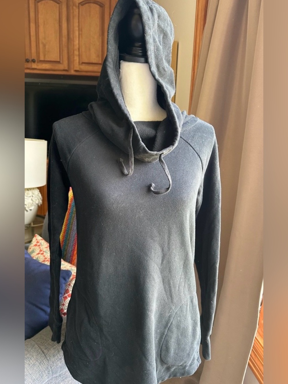 Mossimo Charcoal Gray High Neck Cowl Pullover Hoodie Sweatshirt Size S/P 🩶